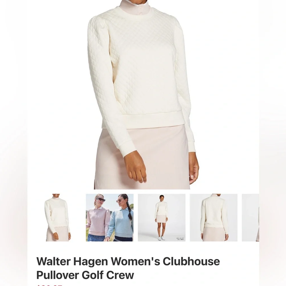 Women Walter Hagen Dark Navy and Cream Women's Pullover Crew - Picture 1 of 6